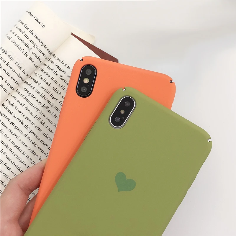 Матовый Жесткий чехол для телефона с сердечками iPhone 7Plus 6 6S 8 X XS Max XR полная защита