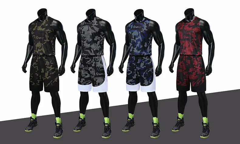 Новая баскетбольная форма костюм мужской Камуфляжный Быстросохнущий Спортивный костюм Джерси на заказ