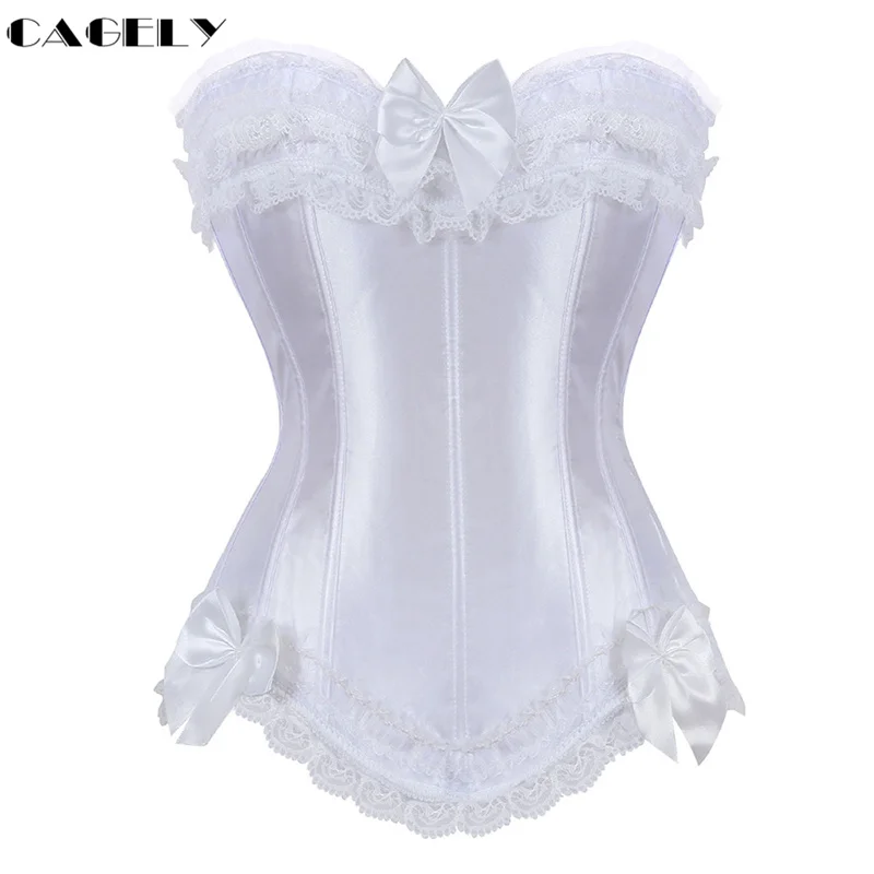 

Satin Corset Top Lacing-up Bustier Sexy Wedding Underwear Bridal Lingerie Slim Clothing Dance Party Outfits S-6XL Plus Size