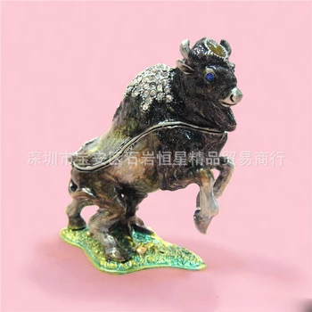 

European Chinese style Metal enamel painted crafts Bullfighting Cattle bull model, home desktop decor decoration ornaments(A556)