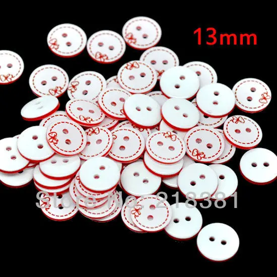 

200pcs Red Butterfly Pattern 2 Holes Resin Buttons Fit Sewing Or Scrapbooking 13mm