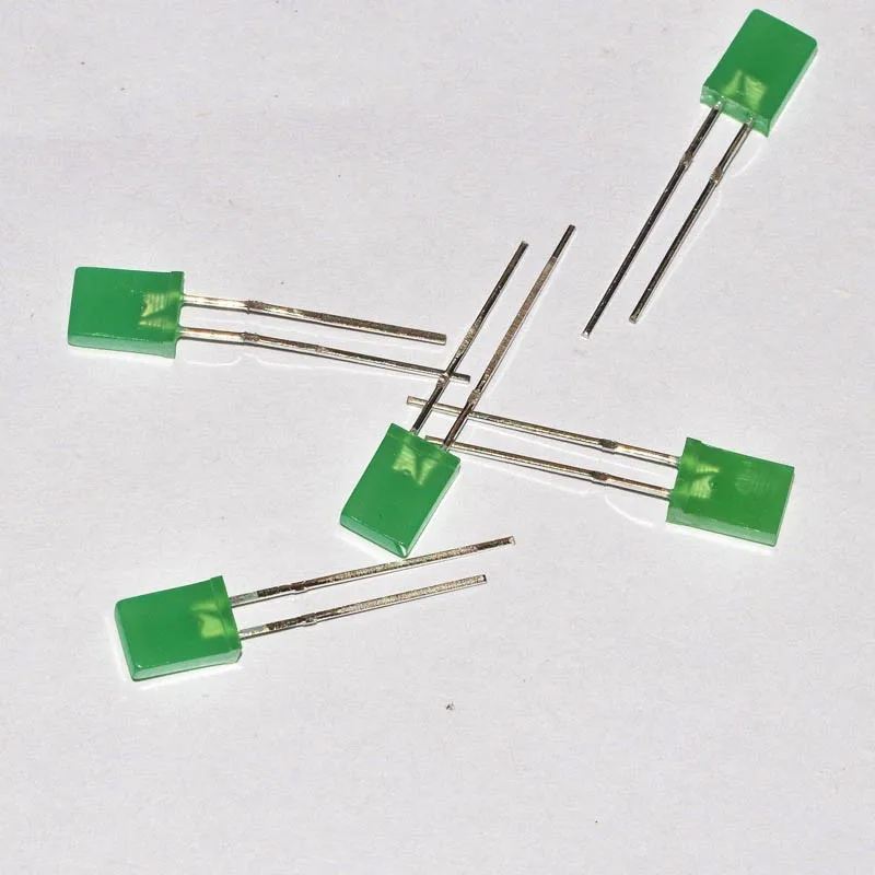 5x2x7mm rectangle green led with flat top green lens high brightness 2pins through hole(1)