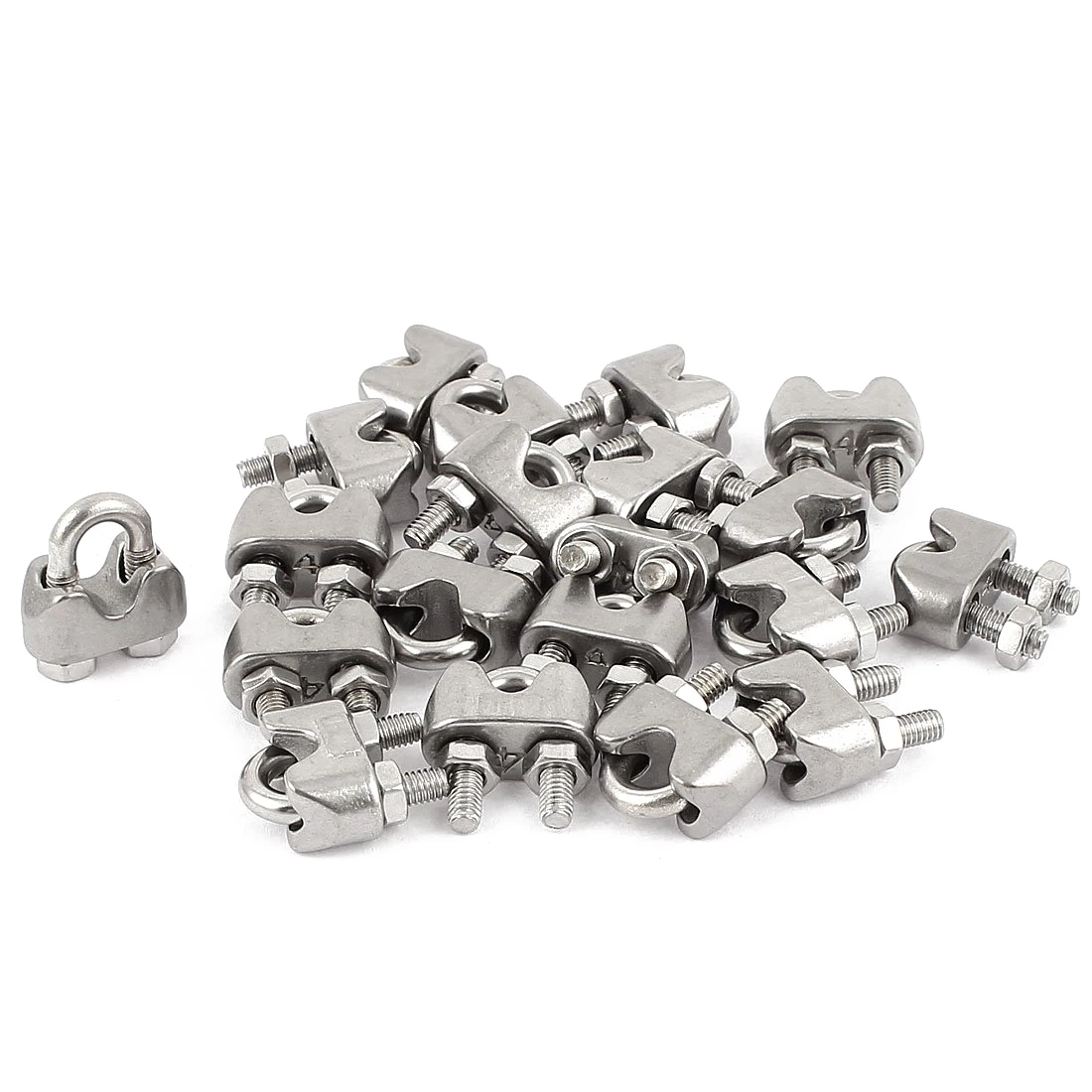 

M4 5/32 Inch 304 Stainless Steel Saddle Clamps Cable Wire Rope Clips Fastener 25PCS