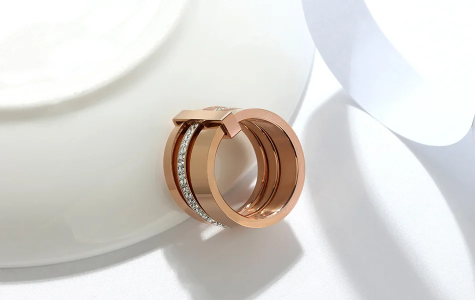 Effie queen 15 мм большой жемчужиной в 3 слоя из 316L Нержавеющая сталь женское кольцо с Цирконом Свадебные Обручение Для женщин ювелирные изделия подарок IR86