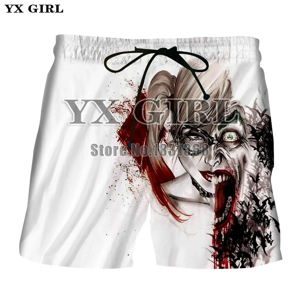 YX GIRL, пляжные мужские повседневные шорты, отряд самоубийц, Джокер, Харли Квинн, 3D принт, модные, для мальчиков, в стиле хип-хоп, Прямая поставка