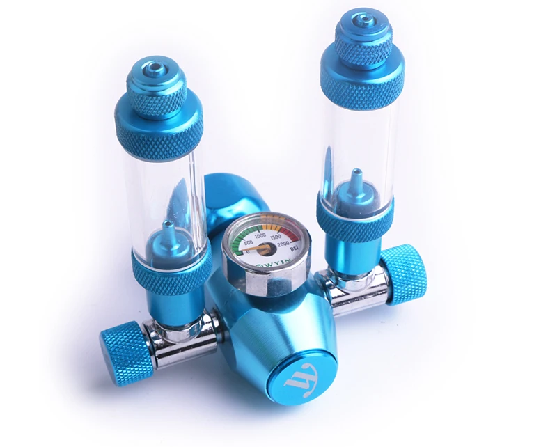 Chihiros acuario Wyin doble salida calibre CO2 regulador con válvula de contador de burbujas de válvula de solenoide y Kits de instalación de un - 4