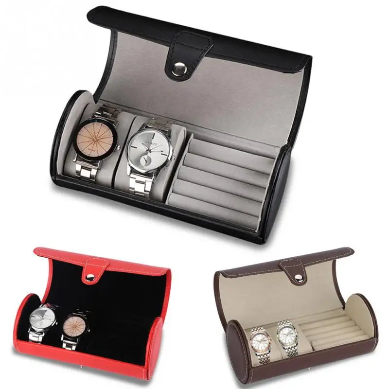 Portable Travel Watch Box Case Roll 2 Slot Watch Organizer Storage Travel Pouch Ring Earrings Jewelry Storage Box horloge box