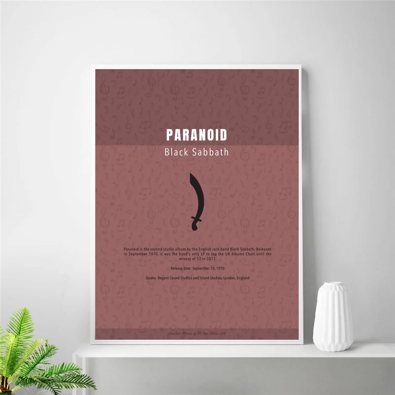 

Paranoid Black Sabbath Album Art Canvas Painting Nordic Posters and Prints Wall Pictures for Living Room