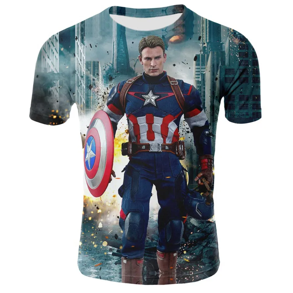 Коллекция года, летняя детская футболка с 3D-принтом «Капитан Америка» и «Капитан Америка» Одежда для мальчиков и девочек, «Мстители 3», «железный» детские топы с аниме