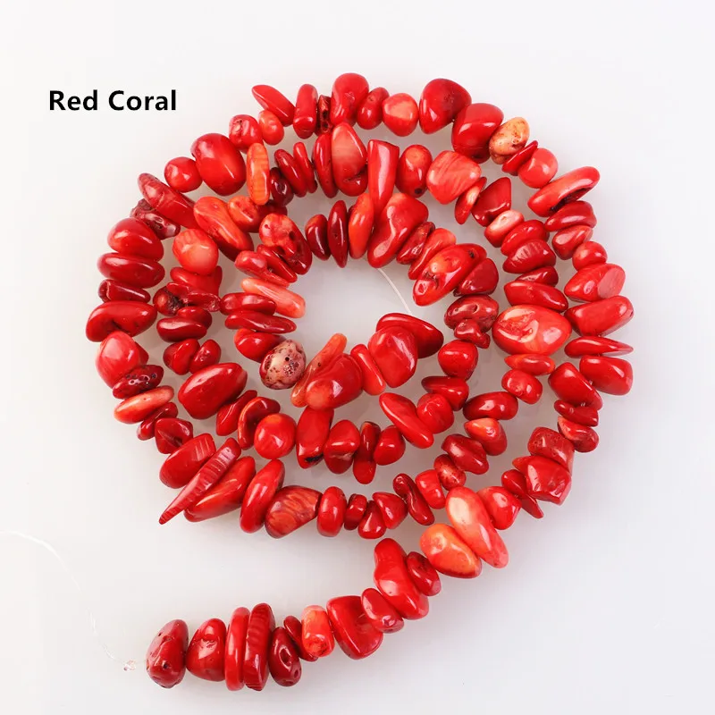 Бусины из натурального камня, хрустальные бусины кораллового цвета, бусины для гравий неправильной формы, Diy браслет для браслета, ожерелья, ювелирных изделий 5-8 мм - Цвет: Red Coral