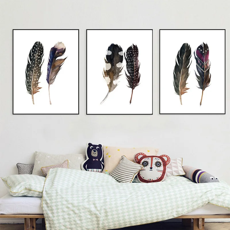 

Feather Arrow Cartoon Wall Art Canvas Poster Nordic Nursery Prints Abstract Painting Picture Children Room Decoration Home Decor