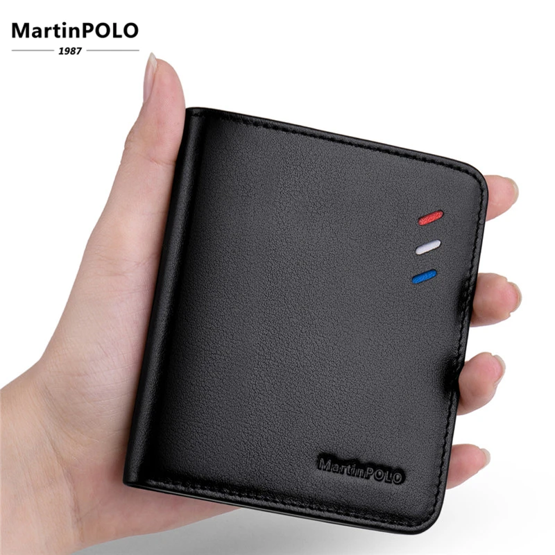 MartinPOLO, модный, натуральная кожа, ультра тонкий, короткий кошелек, мужской, маленький, однотонный, кошелек, простой, мини, держатель для карт, кошелек, MP1001