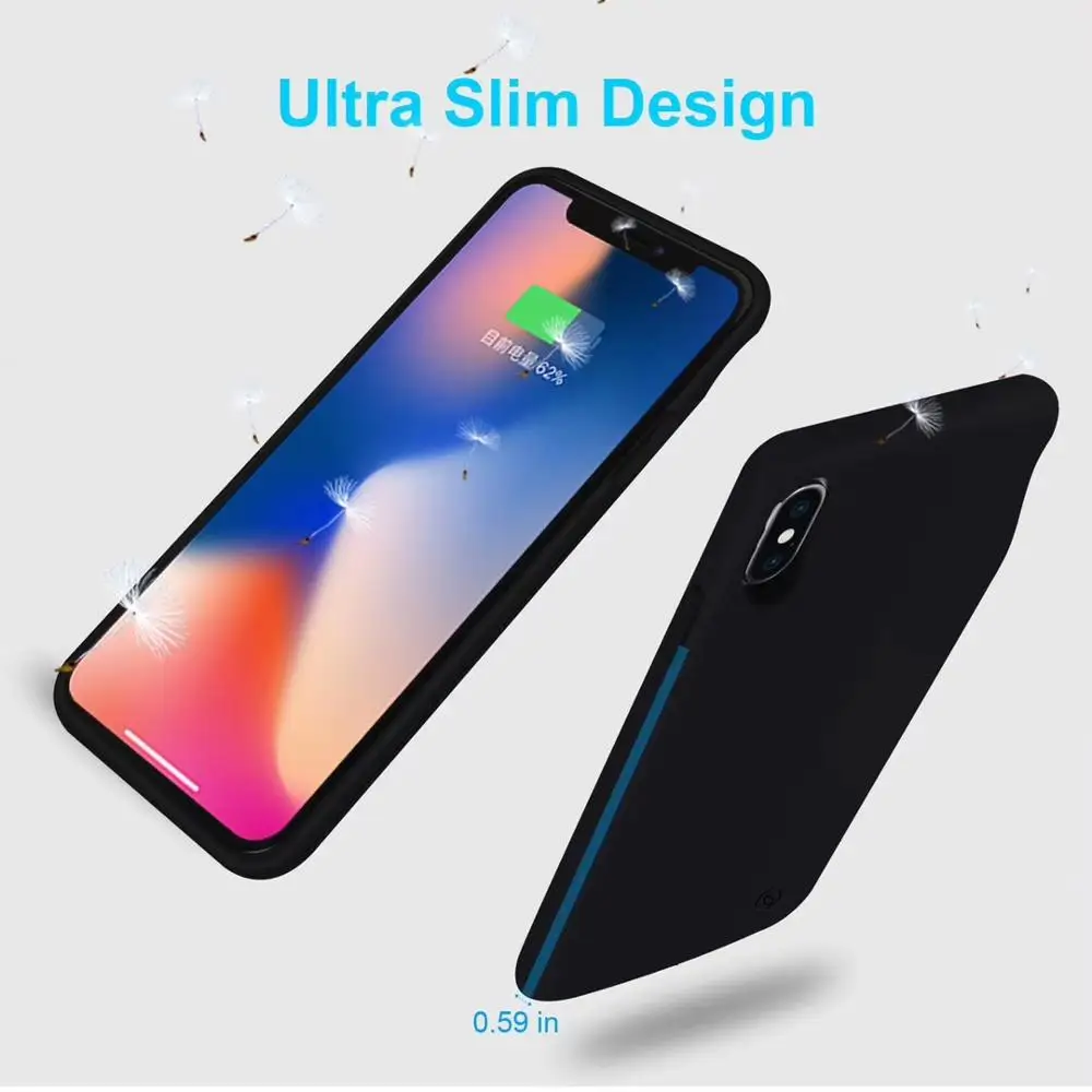 Чехол для аккумулятора iphone X XS XR Max Ультратонкий внешний аккумулятор с выходным