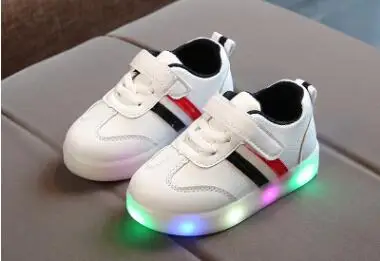 Демисезонный детская светящаяся обувь светодиодный обувь Chaussure Enfant для девочек туфли для мальчиков с светодиодный свет - Цвет: BLCAK