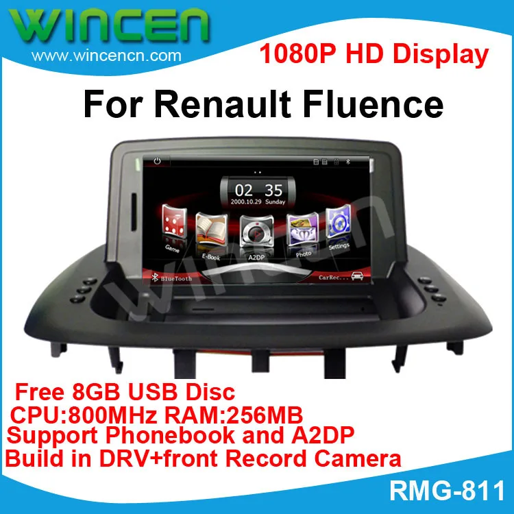 2013 новейший 1080P " автомобильный DVD gps плеер для Renault Fluence 800MHz cpu 512MB ram встроенный DVR поддержка телефонной книги бесплатно 8GB USB диск