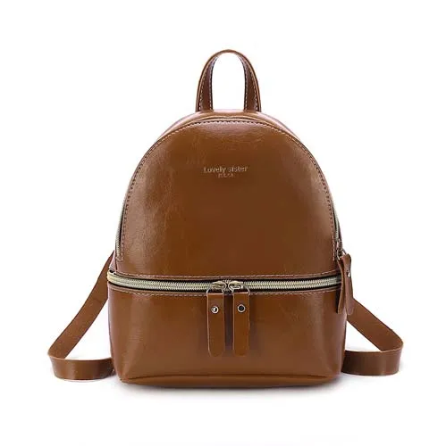 Женский рюкзак на молнии из искусственной кожи, Мини дорожная школьная сумка, милый подарок, маленькая поясная сумка-рюкзак для женщин - Цвет: F