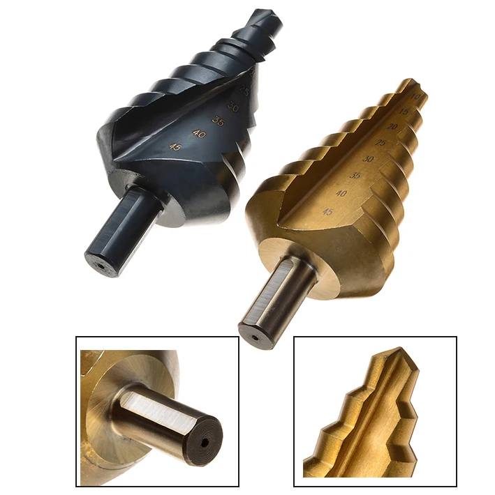 2pcs Hss Steel Titanium Step Drill Bits 10 45mm Step Cone Cutting Tools
