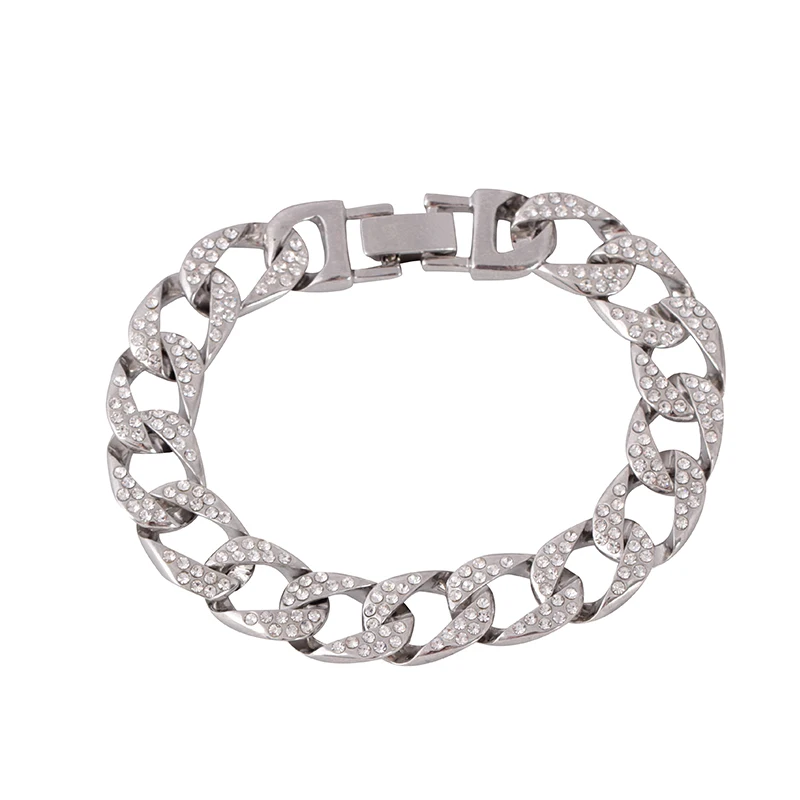 

Gold/Sliver Color Micro Pave Cubic Zircon Bracelet All Iced Out 8" Length Cuban Chain Hip Hop Tennis Bracelet For Male Female