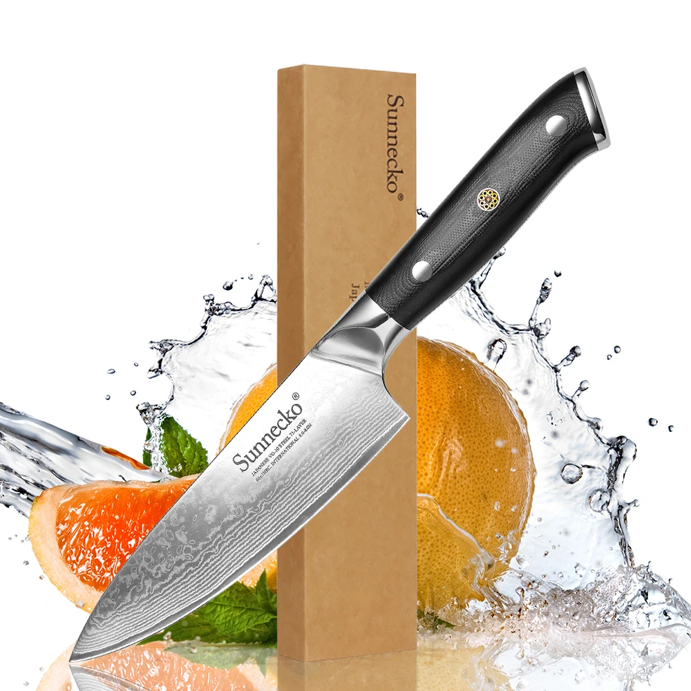 

SUNNECKO Chef Knife Kitchen Knives 6.5" inch Cook Cutter Tools Japanese Damascus VG10 Steel Razor Sharp 60HRC Blade G10 Handle