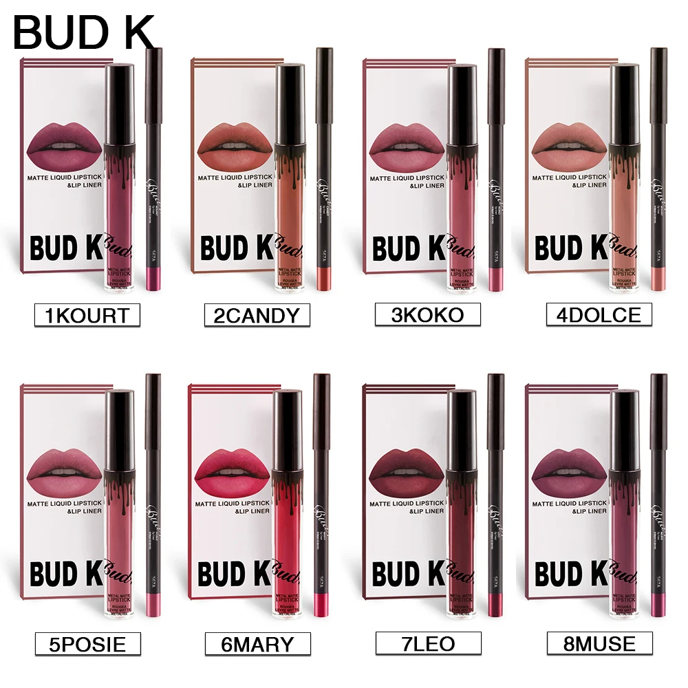 

Matte Lipstick Liquid lips pencil Kit Makeup Long Lasting Waterproof Easy to Wear Mate Lip Gloss 2pcs/1set