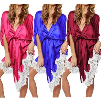

US STOCK Women's Lady Sexy Lace Sleepwear Satin Nightwear Lingerie Pajamas Suit Women Sleep Rope