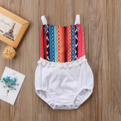 Новорожденных для маленьких девочек TASSEL Romper Комбинезоны спинки Boho летние