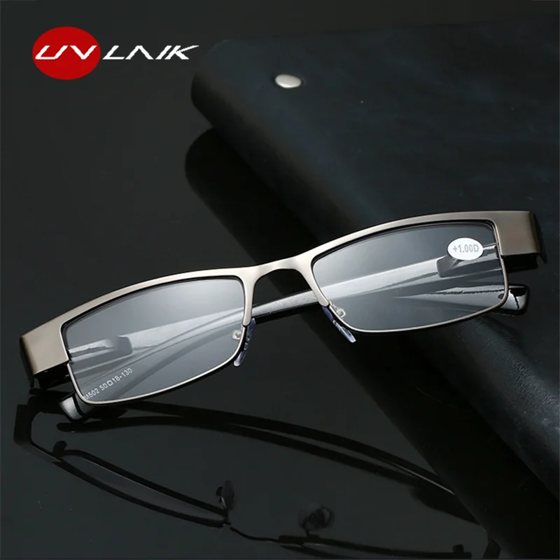 

UVLAIK Men Business Reading Glasses Fashion Rectangle Prescription Eyeglasses Hyperopia Presbyopia +1.0 +1.5 +2.0 +2.5 +3.0 +3.5