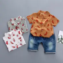 Одежда для маленьких мальчиков 2 предмета, топы для маленьких мальчиков, короткая футболка+ штаны, комплект одежды