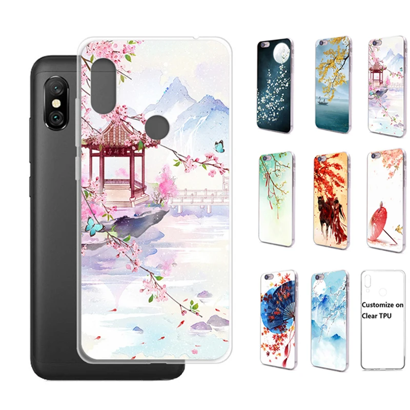 Paper Umbrella Tree Flowers Falling Leaves Case for Xiaomi Redmi Note 6 Pro 6.26&quot Thin Soft TPU Silicone Cover |