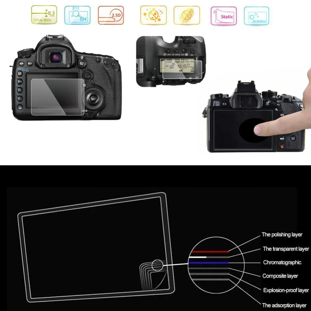 Стекло ЖК-дисплей Экран охранник протектор для Canon 70D 80D 700D 800D 650D 77D 760D 7D MARK II 1100D 1200D 1300D 1500D G7X III M6 M50 G9X