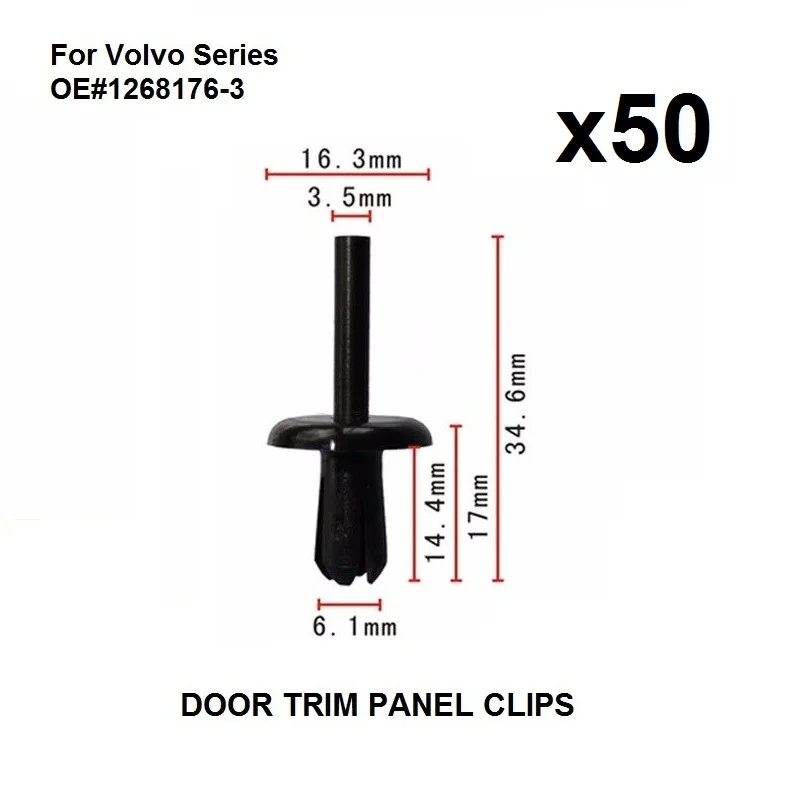 

50x For Volvo For Land Rover Defender 90/110 Wheelhouse Cover Clip Plastic 6mm hole