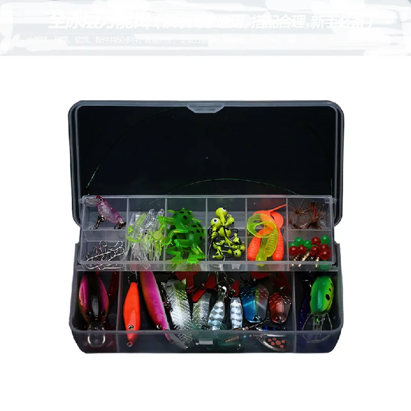 

Beginner Fishing Lure Kit Hard Lures Soft Bait Spoon Spinner Baits Fresh Water