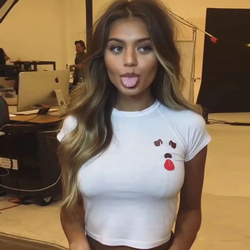 Популярная футболка с вышивкой Snapchat Tumblr в стиле Харадзюку Женская забавная Милая