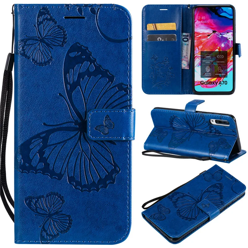 flip wallet phone case for Samsung Galaxy A70 SM-A705F A705FN A705GM A705MN A7050 Cases Luxury casing lanyard 6.7" Covers