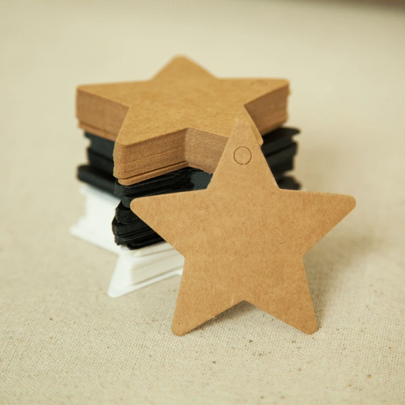 

100 pcs stock star shape Kraft Paper Gift Hang Tags Bookmark Wedding Christmas Scallop Label Blank Luggage Event