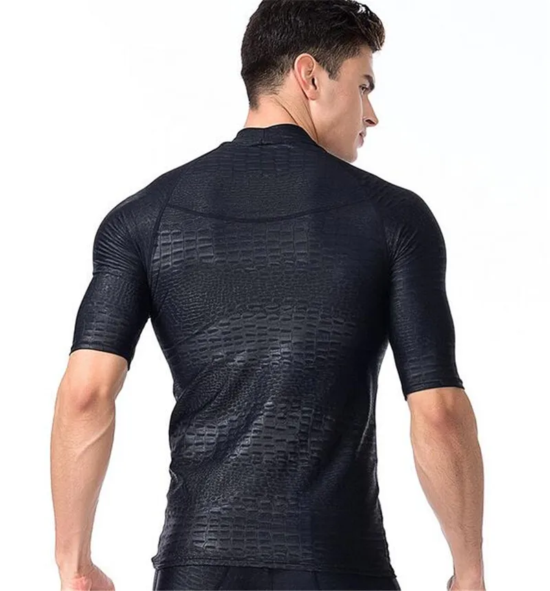 SBART Men Half Sleeve Swim Shirt Surfing Wear Quick Dry Waterproof Rash Guards Professional Beach Shirt Diving Wetsuit Swimwear