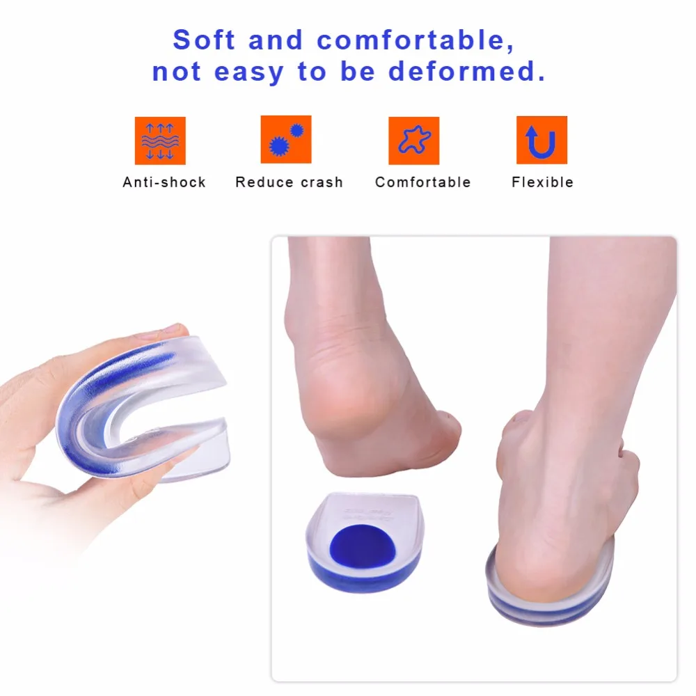 Silicone Gel Insoles Height Increase Foot Orthotic Arch Support Heel