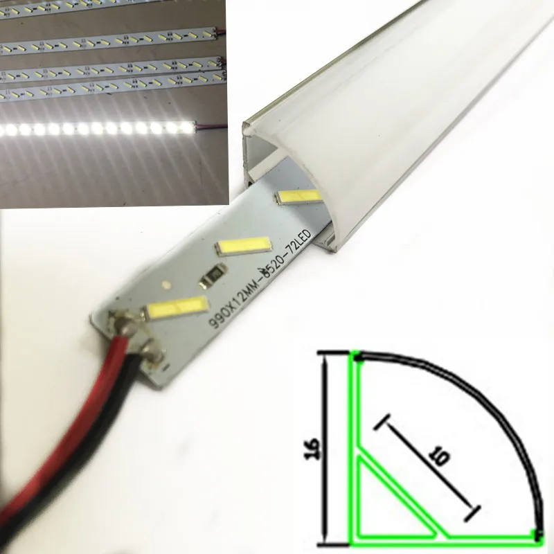 

6PCS DC12V Wall corner LED Bar Light 8520 36 LED 50CM V shape Aluminum Profile double chips LED Hard Rigid Strip Light Cabinet