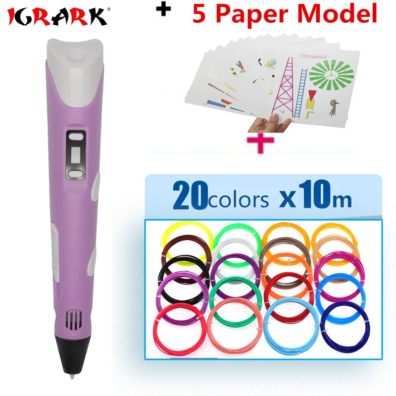 Ручка IGRARK для 3D принтера с пла наполнителем 10 цветов 200 м|3d printer pen drawing|3 d pen3d |
