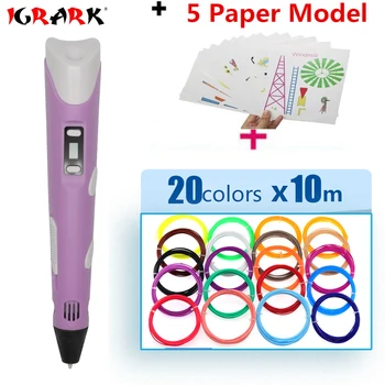 

IGRARK New Model 3D Printer Pen Drawing 3 D Pen With 200m 10 Color PLA Filaments Printing Pens For Birthday Gift