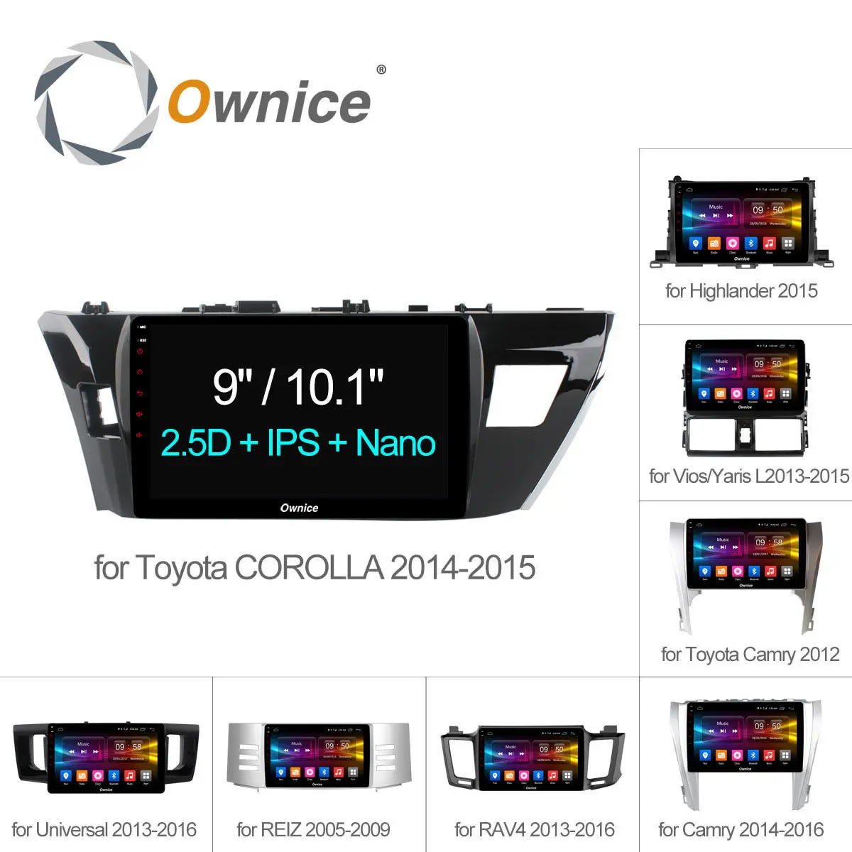 Ownice C500 Android 6.0 8 Core Car Radio GPS DVD For Toyota Universal corolla RAV4 CAMRY Highlander VIOS YARiS L REIZ 2015 2016 |