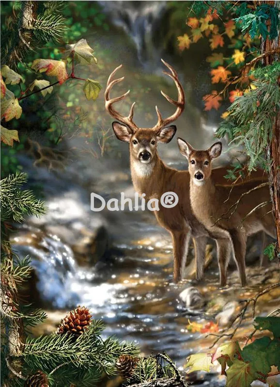 

Deer forest Animals Handmade Needlework Embroidery DIY DMC Cross Stitch Kits Crafts 14CT Unprinted Home decor wall Arts