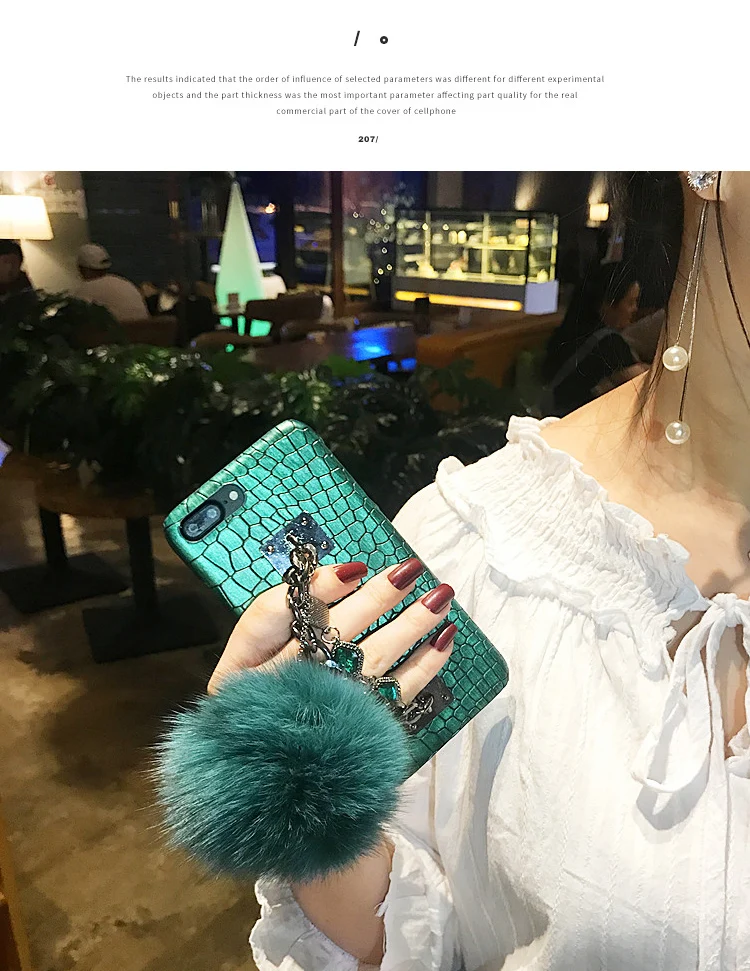 Aoweziic Fox wool ball 8plus mobile phone shell female For iphone 6s leather jacket X XS MAX XR American 7plus chain drill 6plus