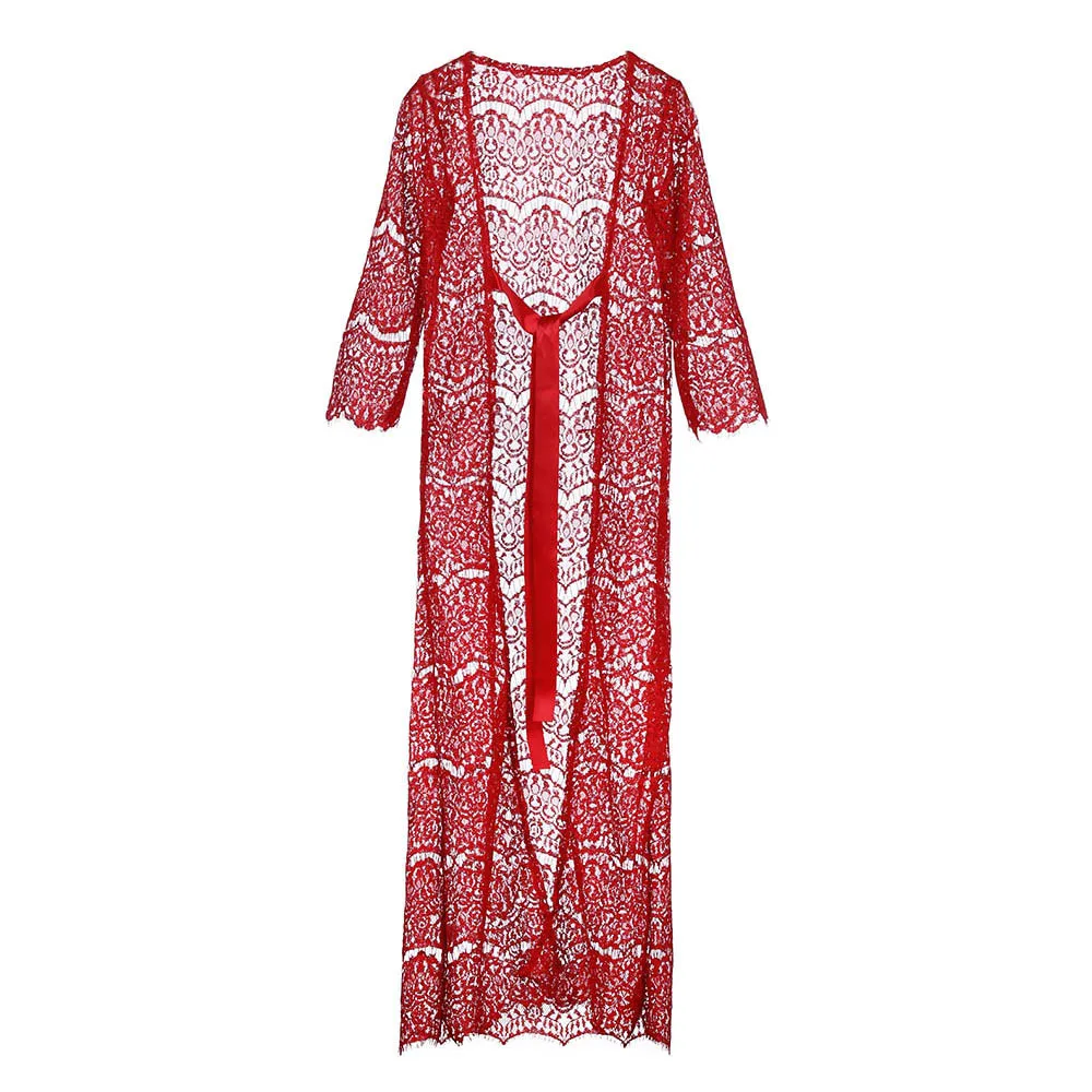 Long Lace Beach Cover up Robe de Plage Swimsuit Cover up Saida de Praia