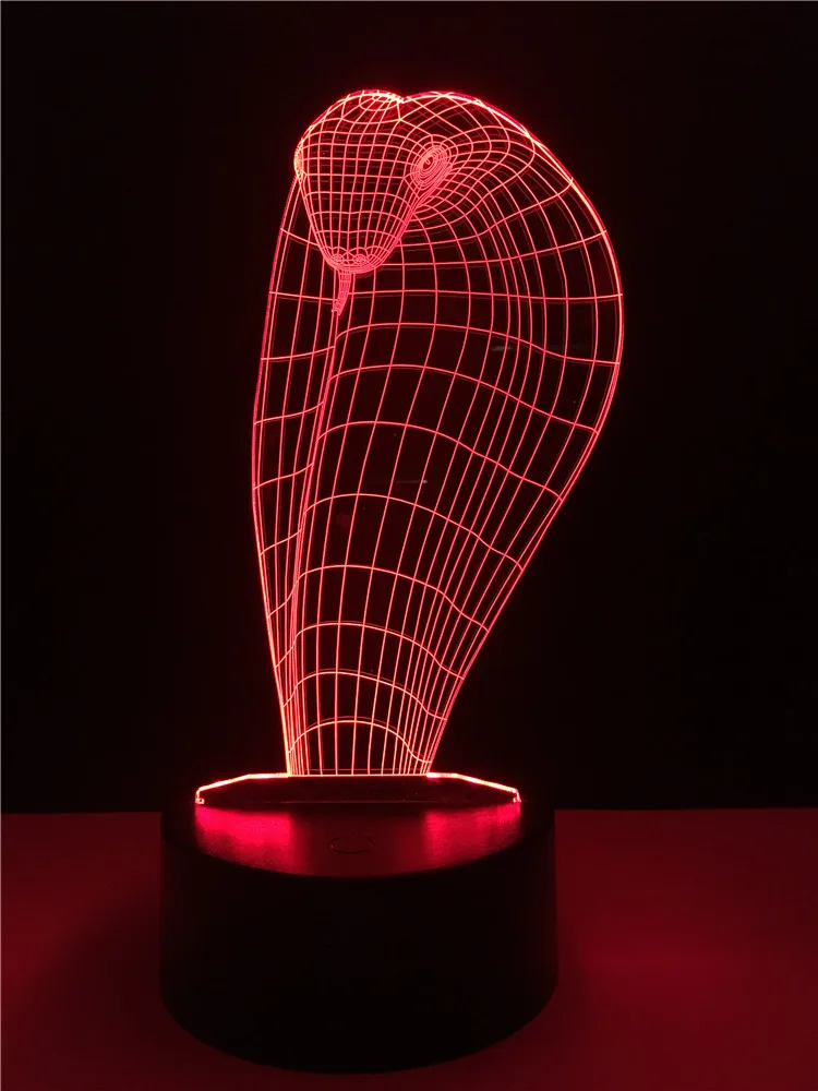 Горячая распродажа новейшая 3D лампа Snake Cobra креативный подарок светодиодный