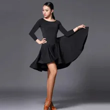 Юбка для латинских танцев, женское платье для тренировок, красное черное длинное платье с коротким рукавом, платье для латинских танцев Rumba Cha