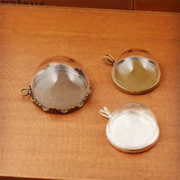 

1set hollow glass dome with setting base with ring set orb glass globe pendant glass bottle jewelry pendant different style