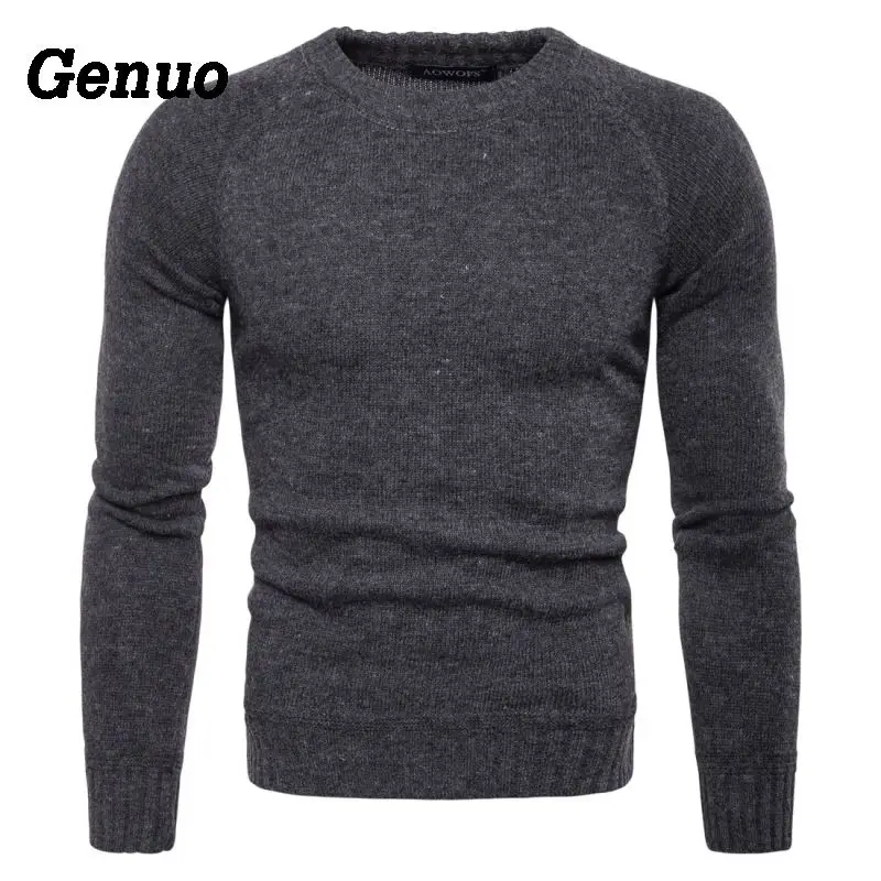 

Genuo Patchwork Sweater Men Winter Solid Knitted Pullover Pull Homme O-Neck Slim Fit Sweater Casual Tops Clothes Plus Size S-2XL