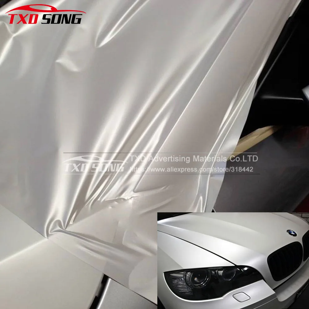 1.52*5m/10m/15m/20m Car Styling Pearl Ceramic White Vinyl For Wrapping Matt Satin Film With Air Release Bubbles | Автомобили и