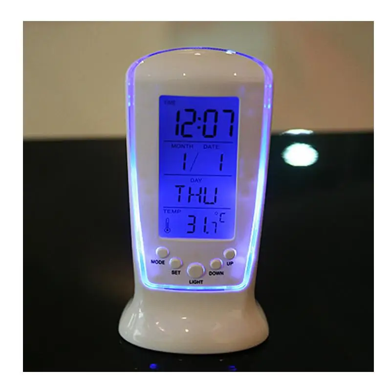 

Backlight LED Display Table Alarm Clock Snooze Thermometer Calendar Night Light
